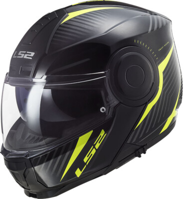 LS2 FF902 SCOPE Skid Casco Modulare Schwarz Fluoreszierend Gelb