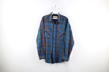 Vintage 70s Streetwear Mens Size Large Rainbow Plaid Knit Collared Button Shirt