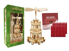 German Christmas Carousel Pyramid windmill Nativity 18in Decoration -20 Candles