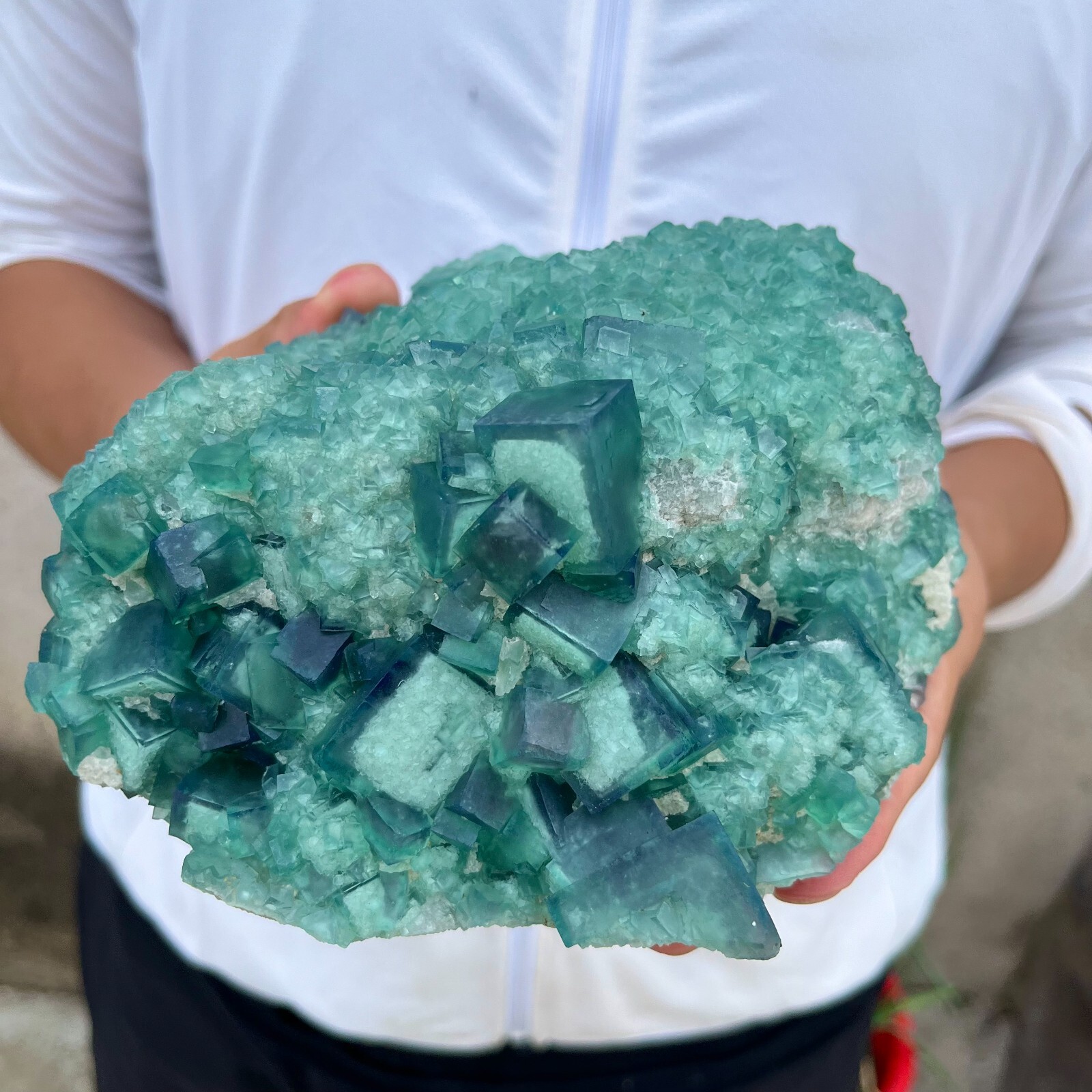 4.9lb Natural Green Fluorite Crystal Cluster for Healing and Energy
