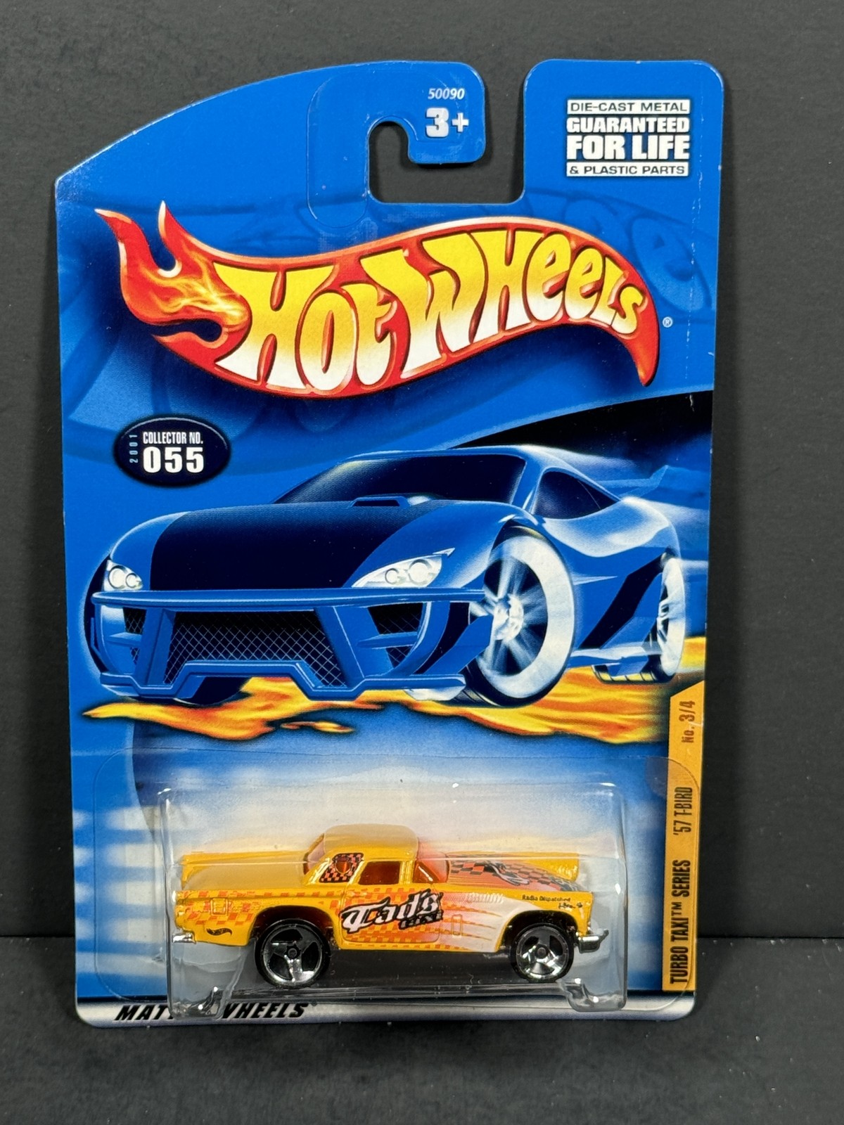 HOT WHEELS 2001 57 T-Bird 3/4, Yellow, Turbo Taxi's, #055