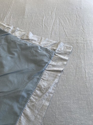 Pottery Barn Linen Silk Trim QUEEN SIZE Duvet Cover Ashley Blue Light Blue - Picture 7 of 14