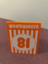 WHATABURGER TABLE TENT No. 81 Place CARD TEXAS HAMBURGER RESTAURANT #81 Glossy