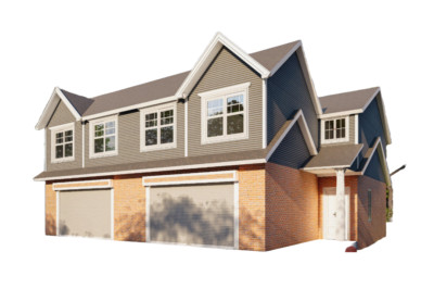55'x46' Duplex Residential Building Plans - 2 Units, 3 Bedrooms Each