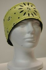  077 Yellow Paisley Fleece lined adjustable headband