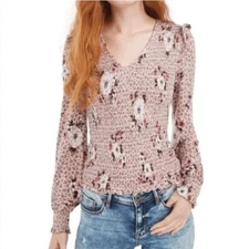 American Rag Smocked Cropped Rose Smoke Floral Size XS