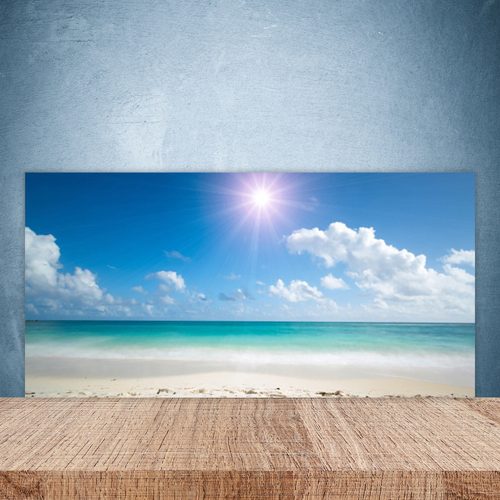 Crédence de cuisine en verre anti-éclaboussures 100x50 motif plage