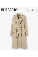 Auth Burberry Womens The Kensington Honey Long Trench Coat, Size Us8