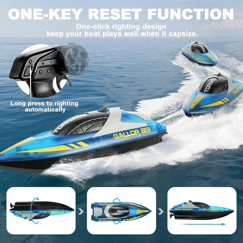 RC Boot mit LED Licht Ferngesteuertes Rennboot Schiff Boot 15+km/h + 2*Akku - Bild 7 von 14
