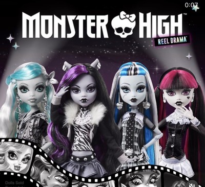 Monster High Reel Drama Clawdeen, Frankie Stein, Draculara, Lagoona Not  Mint