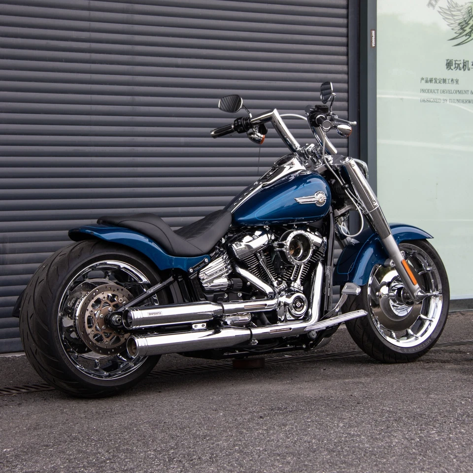 Hoprousa Chrome Exhaust for '18-later Harley Softail Fatboy Breakout Short Pipe Foto 4 de 4