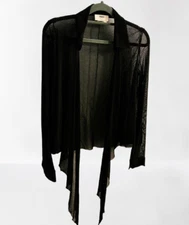 FUZZI Italy Black Sheer Long Sleeve Cardigan Shrug Size XS
