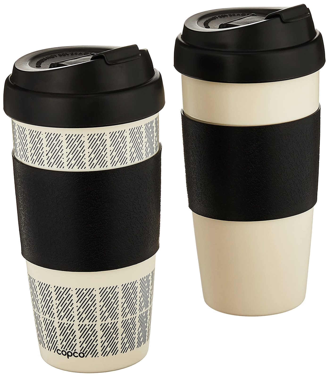 5237160 Reusable, Insulated Double Wall Travel Mugs 16-ounce White/Black , 2 ...