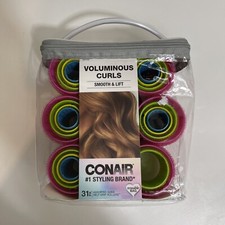 Conair Self Grip Voluminous Curls Self-Grip Hair Rollers, Assorted Sizes/colors