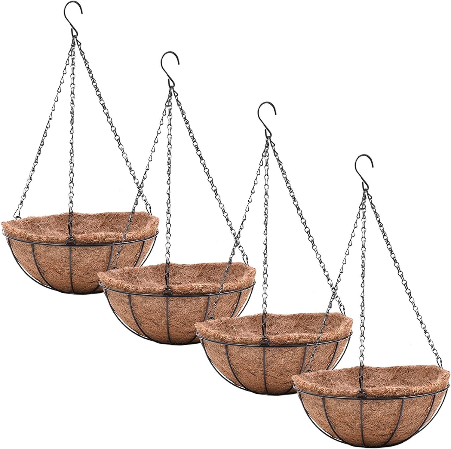 4 Pack Hanging Planter Basket with Coco Coin Liner 8 Inch Hanging