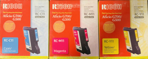 RICOH RC-C11 RC-M11 RC-Y11 ORIGINALE CIANO MAGENTA GIALLO AFICIO G500/G700 - Picture 1 of 1