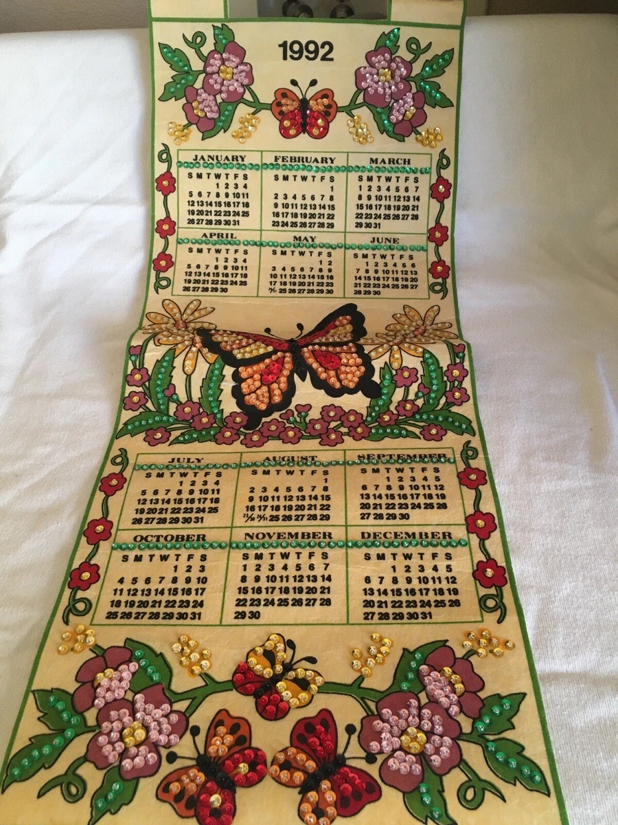 Vintage Sequined & Beaded 1992 Calendar Butterflies | eBay