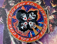 KISS ROCK AND ROLL OVER COLLECTIBLE BELT BUCKLE ACE, PETER, GENE & PAUL #92/125