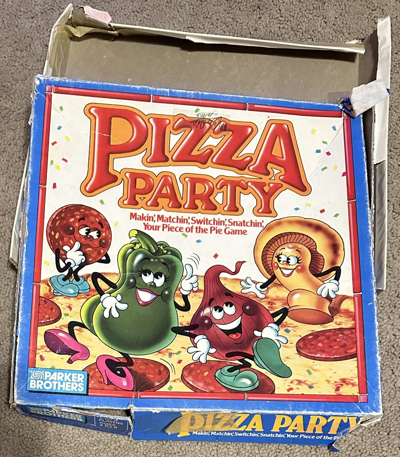 Vintage Pizza Party Board Game Complete 1987 Parker Bros Flaws Pie
