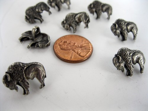 BUTTONS 8 PIECES BUFFALO Metal Highly Detailed NEW Pewter Color - Picture 2 of 3