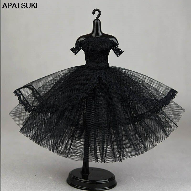 open lace back dress Beaded Black Princess Dress for Girls with Sweep Train | Black / 3-4 Years (110cm)