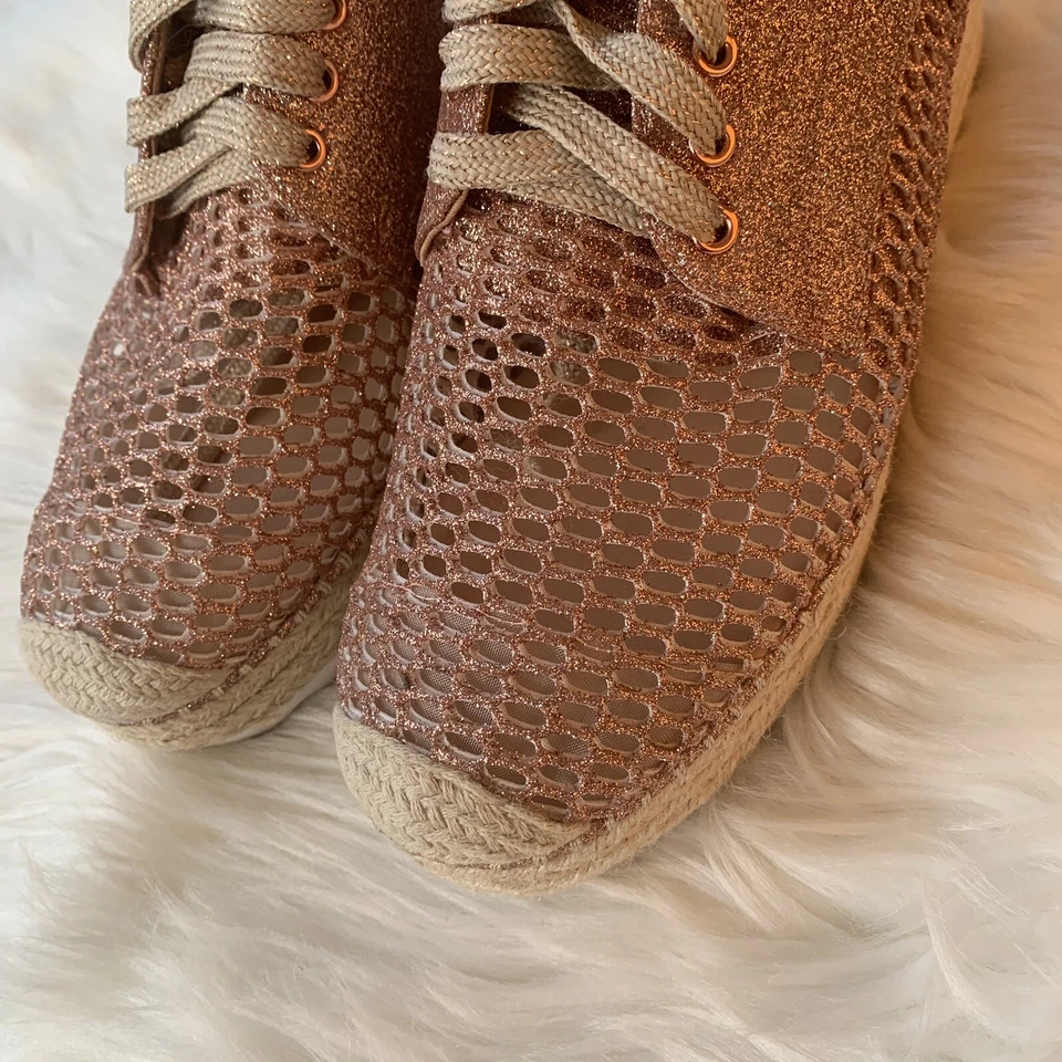 Abrelia Perforated Lace Up Espadrilles Sneakers, Pink 81/2US - Image 3 of 4