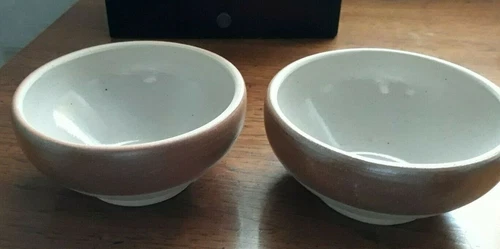Vintage Pair of Studio Art Pottery Stoneware Bowls marked 1