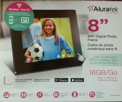 Aluratek 8'' Wi-Fi Digital Photo Frame with Touchscreen LCD Display OPEN BOX NEW