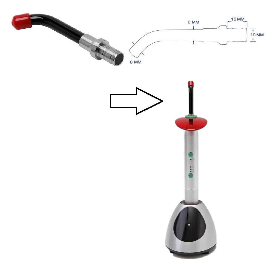 5x Barra guía de fibra óptica dental punta de vidrio para lámpara de luz de curado LED D8 8 mm Foto 2 de 4