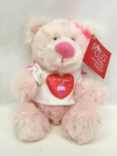 No. 39391 Russ Berrie Pink Teddy Bear with T-Shirt reads "I Love You" NEW