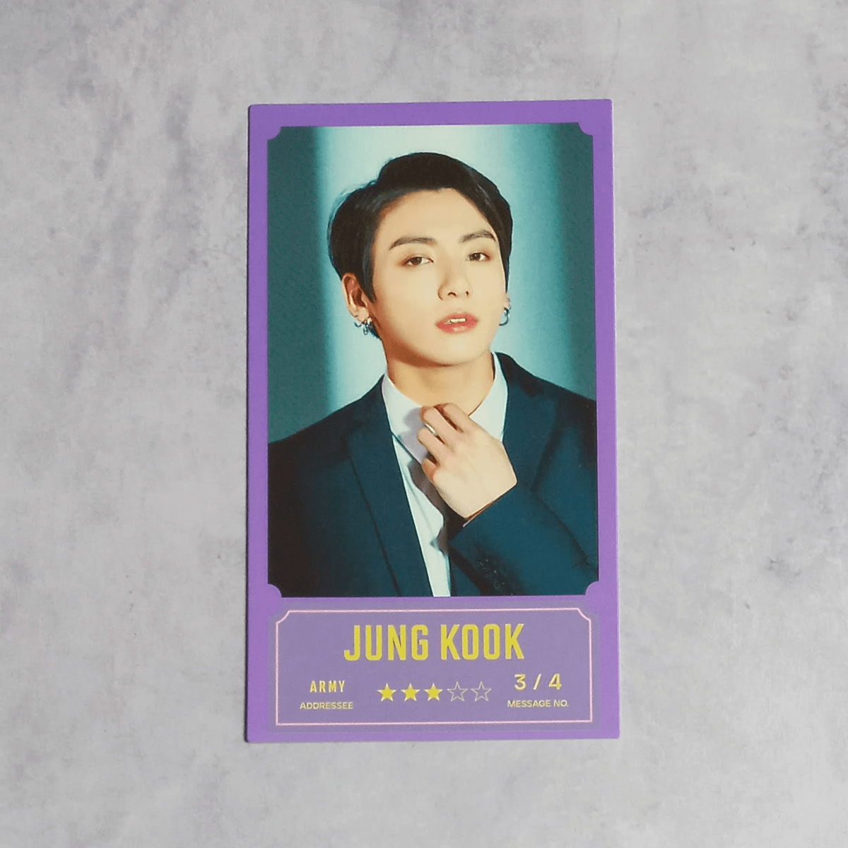 新品 公式 BANGBANGCON PREMIUM PHOTO JUNGKOOK BTS 2020 Bang Bang Con The Live Official Message Photo Card