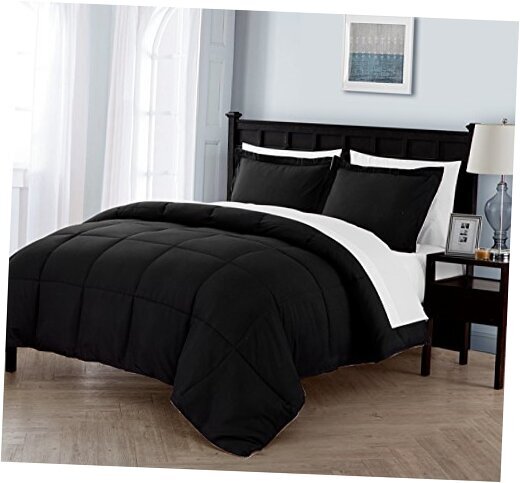 - Twin XL Bed in a Bag, 5-Piece Reversible Bedding with Full/Queen Black/White