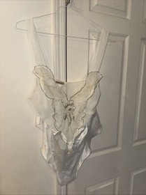 Mara Intimates White Sequin Pearls Medium Teddy Vintage