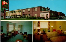 Town & Country Motor Hotel Cuyahoga Falls Ohio Postcard TV Old Cars