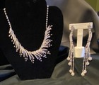Necklace, Rhinestones, Adjustable W/5”  Pierced earrings — photo 2