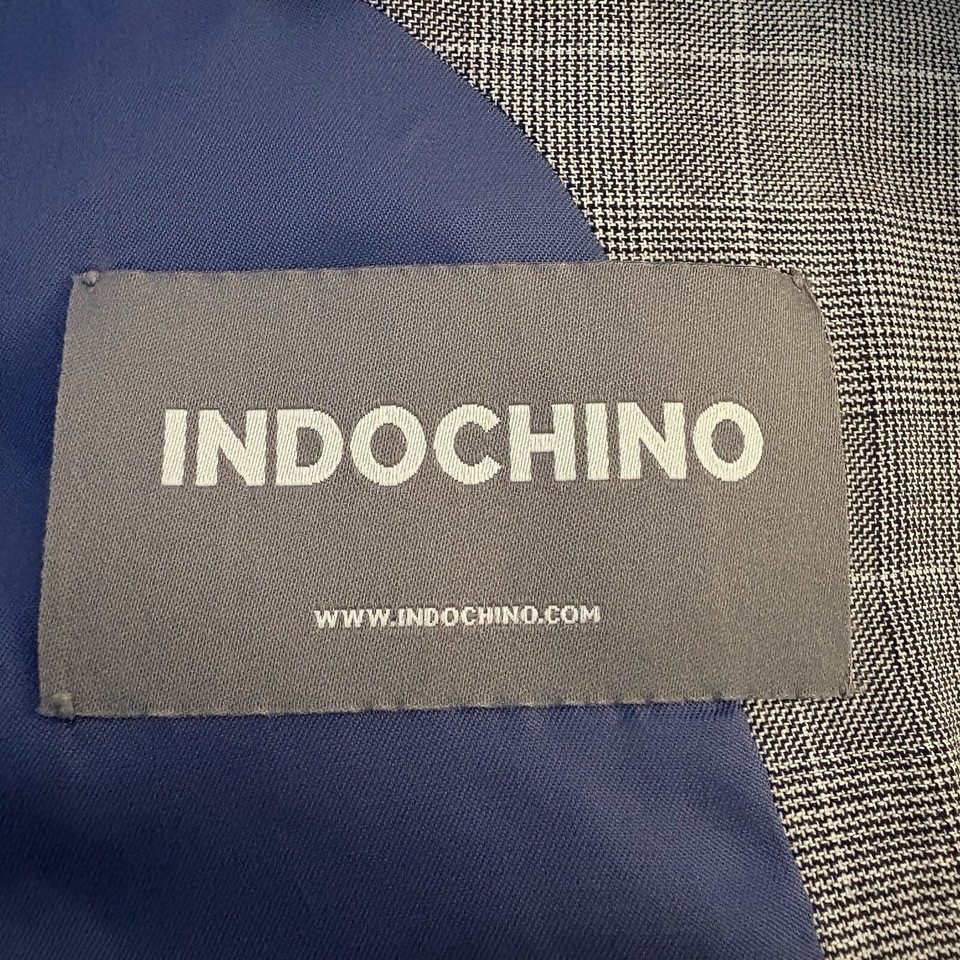 Indochino Mens Gray Plaid Wool Blazer Jacket Sport Coat Size 48S (BS