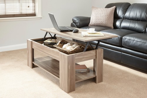 Coffee Table Storage Lift Top Up Drawer Shelf Living Room Furniture Walnut - Picture 3 of 7
