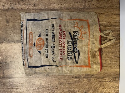 Nature s delite Premium Basmati Rice Burlap Tote BAG w/ Handles & Zipper Gunny