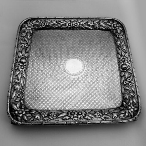 Repousse Rectangular Footed Salver Tray Dominick Haff Sterling Silver 1875 - Picture 1 of 8