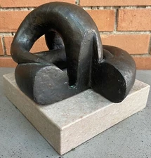 Vintage Abstract Bronze Sculpture Curvy Mid Century Modern Art 1960s MCM Metal