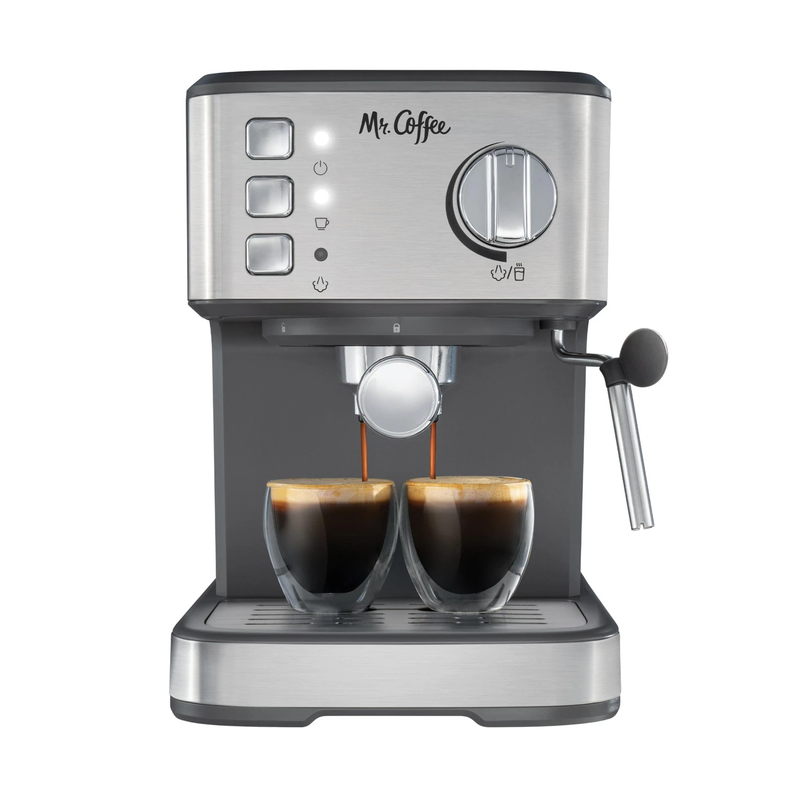 Mr. Coffee Compact Espresso Maker Machine Steam Wand 15-Bar - Scratch & Dent