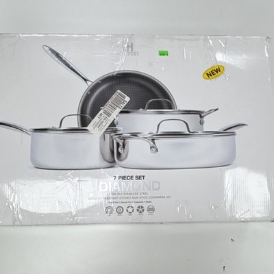 Lexi Home Diamond 7-Piece Tri-Ply Stainless Steel Non-Stick Cookware Set