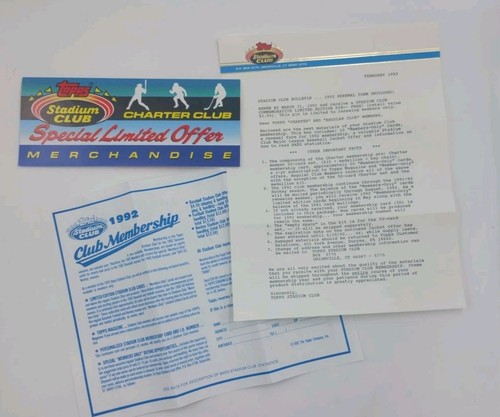 Vtg 1992 Topps Stadium Club Membership Paperwork Bulletin MLB Football Hockey - Picture 2 of 21