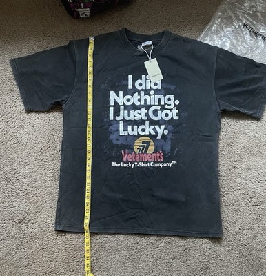 Vetements Shirt LG/XL 22.5  X 28  Gray I Did Nothing Lucky 7 Graphic Tee Shirt