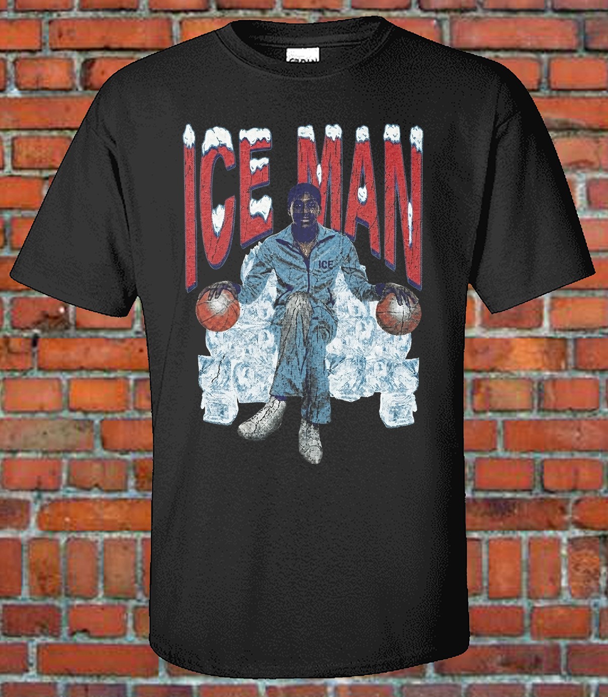 Vintage George G. Iceman San Antonio Basketball Retro Graphic T-Shirt