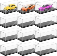 12 Pcs Clear Model Cars Display Case Organizer Fit for 1/64 Car Model Toys Black