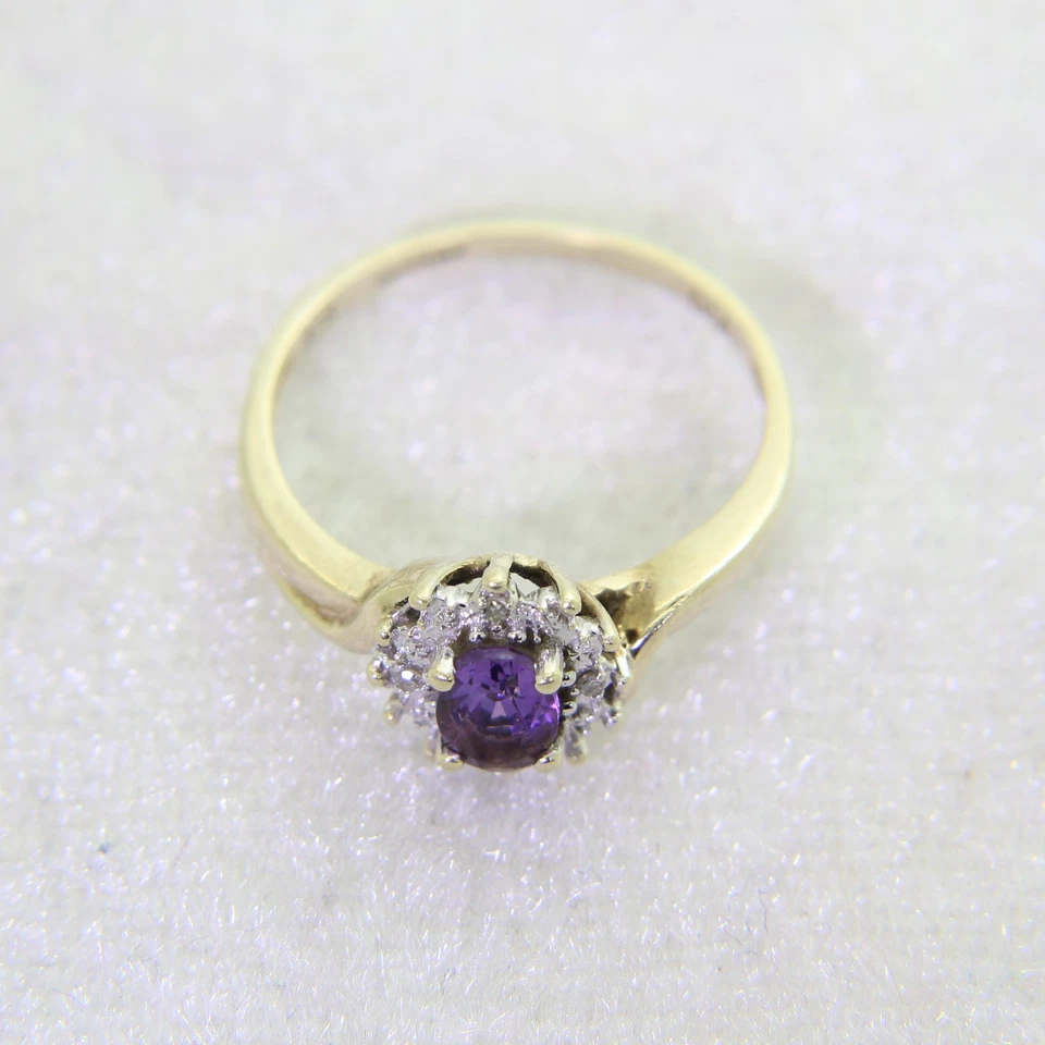 Кольцо с золотым аметистом и бриллиантами 9 карат размер 5 3/4 - L - Изображение 4 из 4