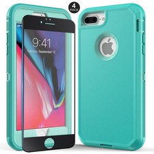 Teal Green For Apple iPhone 6 6s 7 8 Plus Case Shockproof Cover Screen Protector