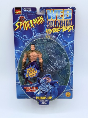 #ad 1998 Toybiz Spiderman Web Splasher Hydro Blast Aqua Tech Namor Figure Vintage $12.99