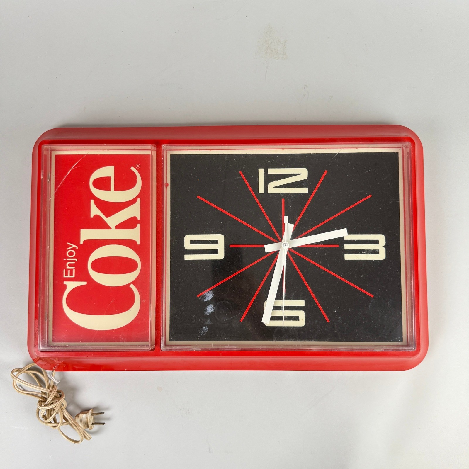 Vintage Ridan Displays Coke Clock Electric Wall Decor Mid Century Advertising